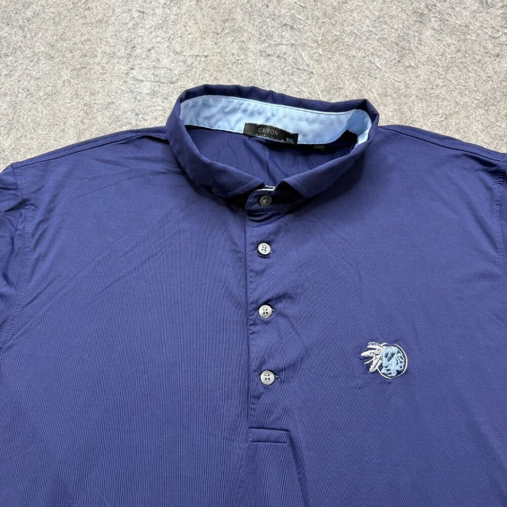 Greyson Polo Shirt Men 2XL Blue Black Solid Stretch Performance Golf 52" x 33"